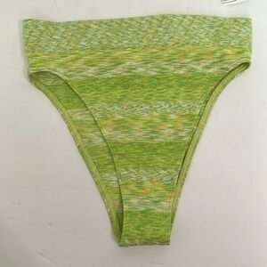 NWT AERIE High Cut Bikini Pantie Underwear Sz small Green Yellow Marl